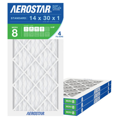Air Filter 14x30x1 MERV 8 AC Filter (4 Count)