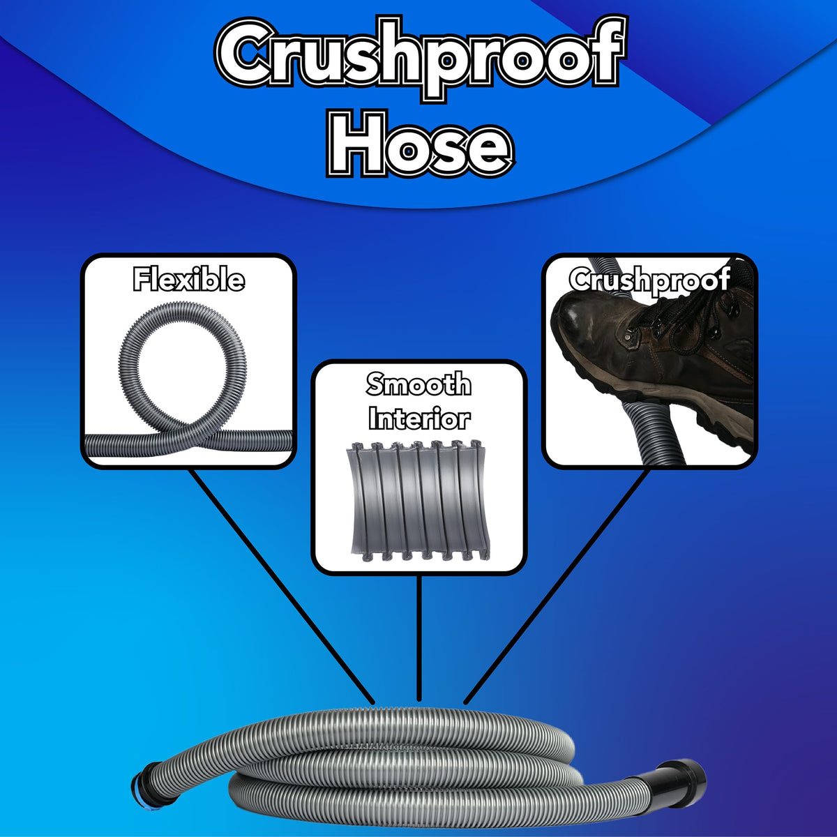 Quick Click Dust Separator and 16 Ft. Hose for Home and Shop Vacuums with Expanded Multi