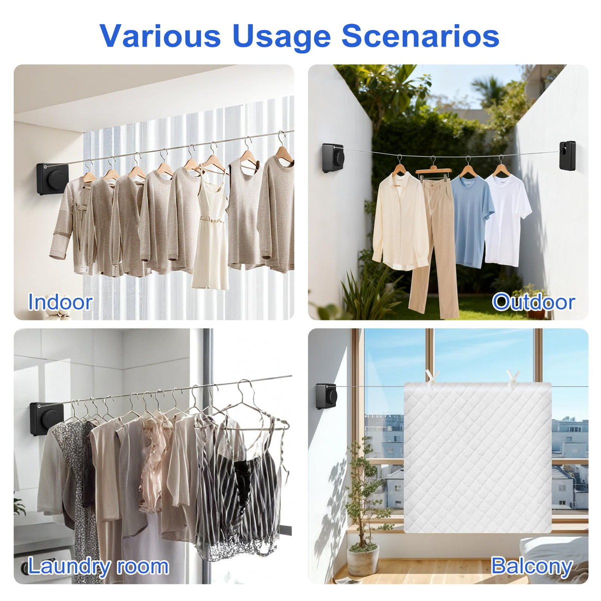 15.7Ft Retractable Clothesline Indoor Outdoor is Also an Anti