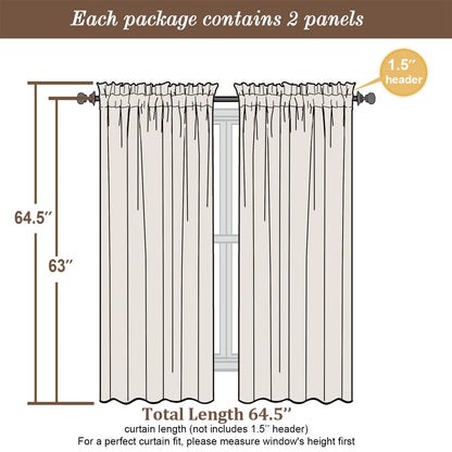 Sheer Curtains 63 Inch Length 2 Panels (2 Count)