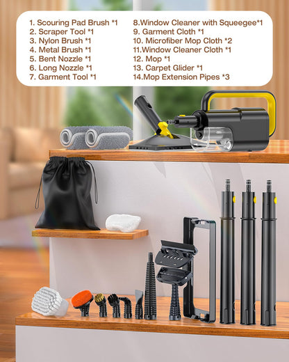 10-in-1 Steam Mop, Detachable Handheld Steam Cleaner for Multi-Surface