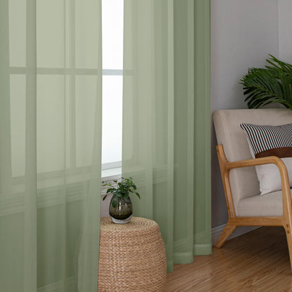 Sage Green Sheer Curtains 45 Inch Long 2 Panels
