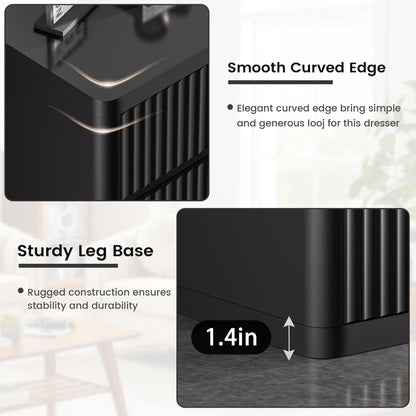 Black 6 Drawers Double Dresser