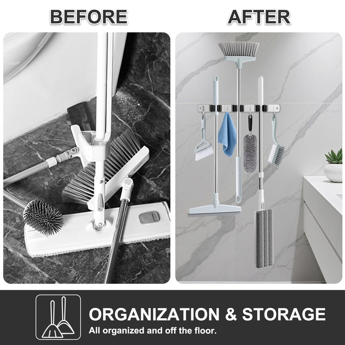 Broom Holder Wall Mount