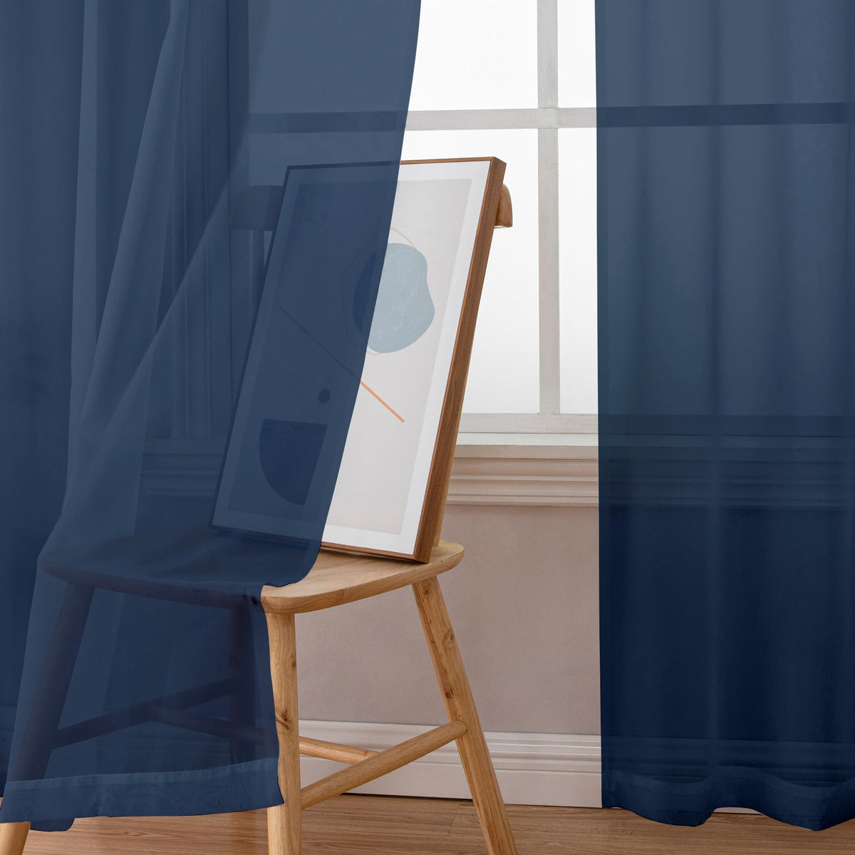 Sheer Navy Blue Curtains 90 inches Long 2 Panels (2 Count)