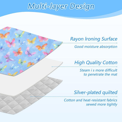 Ironing Mat Portable Ironing Pad Blanket with Silicone Iron Rest for Table Top Travel Heat Resistant Double