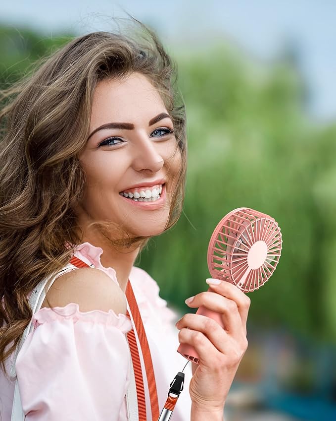 Mini Portable Folding Handheld Fans USB Rechargeable Personal Fan Neck Desktop 4-speed 3-in-1 Silent Handheld small Fan 6-15 hours battery life Suitable for summer travel Camping Outdoor Kids Gift