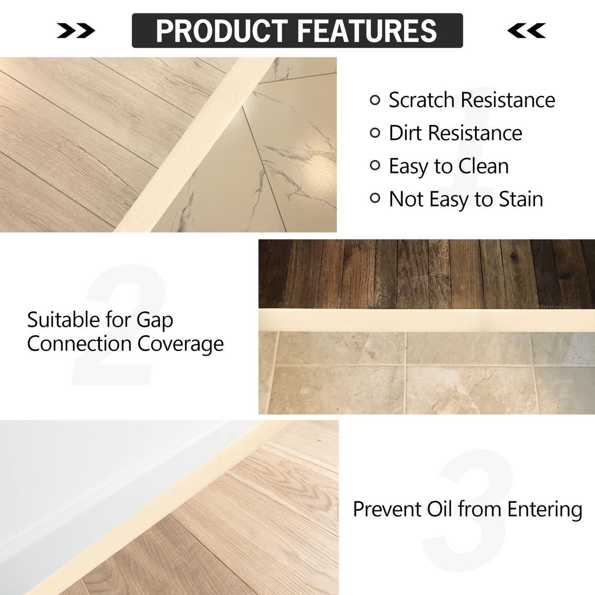 16.4Ft Floor Transition Strip Self Adhesive Vinyl Cover Floor Strip Flat Divider Transition Strip Wood Grain Design for Laminate Floor Gaps and Doorway Transitions (16.4 Foot)