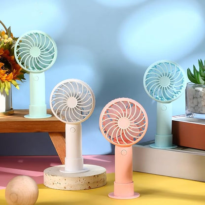 Tujoe 12 Pcs Mini Powerful Handheld Fan 3 Speed Personal Small Portable Rechargeable Fan with Base USB for Women Eyelash Makeup Office Travel Beach Indoor Outdoor (Blue)