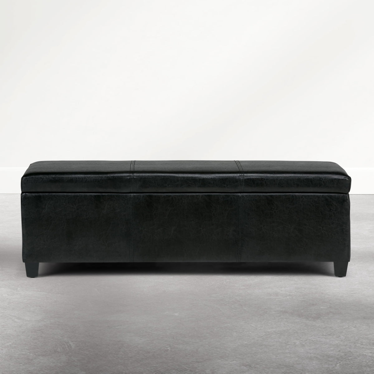 Avalon 48" Wide Vegan Leather Ottoman in Carbon Black