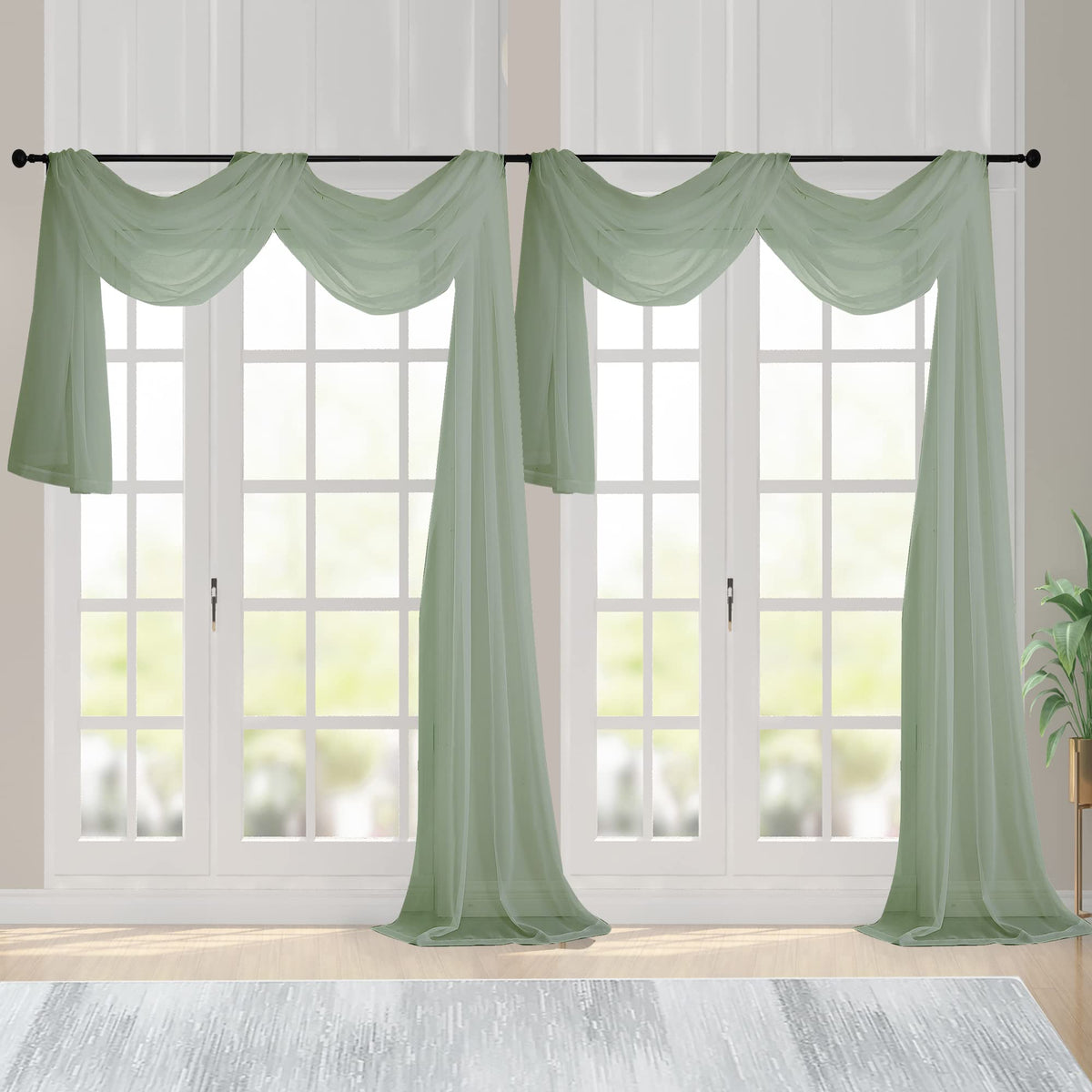 Sheer Window Curtains 144 inch Extra Long 2PCS