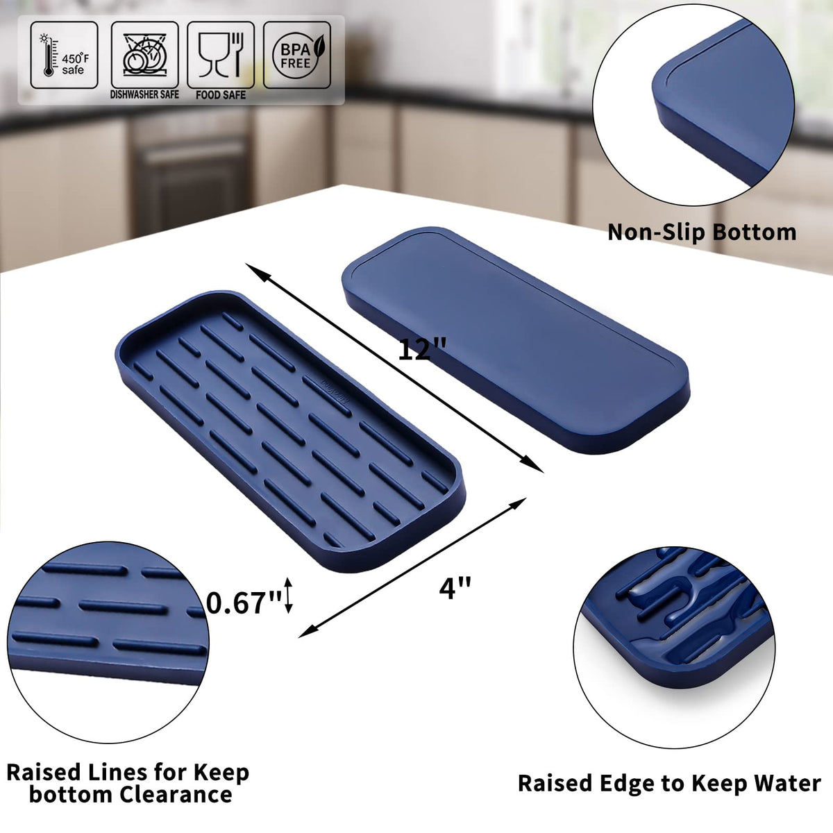 Silicone Kitchen Sink Organizer Tray for Multiple Usage