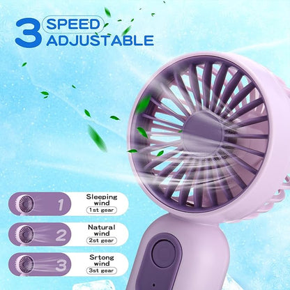Rossesay 6 Pcs Mini Portable Fan Bulk Cute Handheld Lightweight Small Little Personal Hand Eyelash Fan 3 Speeds USB Rechargeable for Women Men Indoor Outdoor Makeup Travel (Pink and Purple)