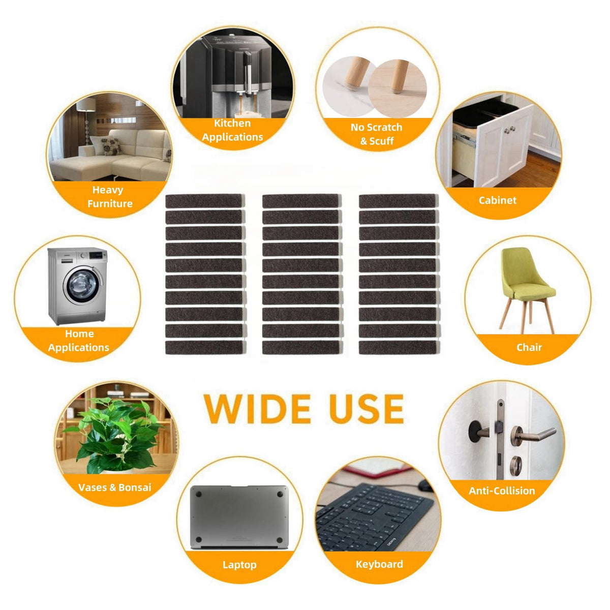 Felt Strips with Adhesive Backing for Furniture (30 Count)