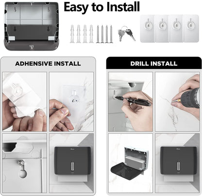 Bathroom Paper Towel Dispenser Pack of 2 Durable ABS Plastic Easy Installation No Drilling Waterproof Dustproof for Home Washroom Kitchen Bedroom (2 Count)