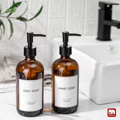 Amber Glass Soap Dispenser (2 Count)