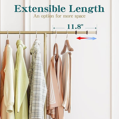 SUOERNUO Clothes Rack with Wheels Rolling Clothing Rack for Hanging Clothes, Portable Metal Garment Rack for Bedroom Laundry Living Room (Gold, 59.05"*15.75"*59.45")