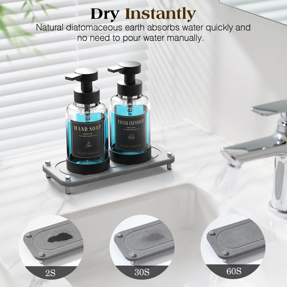 15oz Glass Foaming Soap Dispenser Set (2 Count)
