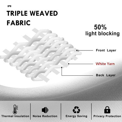 White Curtains 50% Light Blocking for Living Room 45 Inch 2 Panels (2 Count)