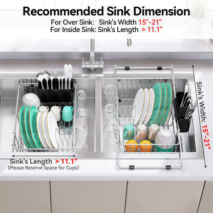 304Stainless Steel Expandable Over Sink & in Sink Dish Rack
