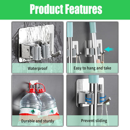 Mop and Broom Holder Hanger Wall Mount (2 Count)