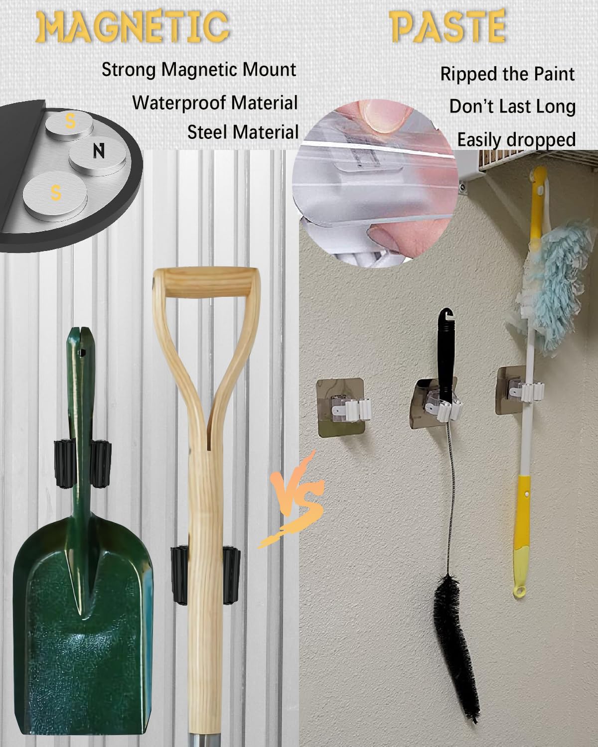 Magnetic Mop and Broom Holder (8 Count)