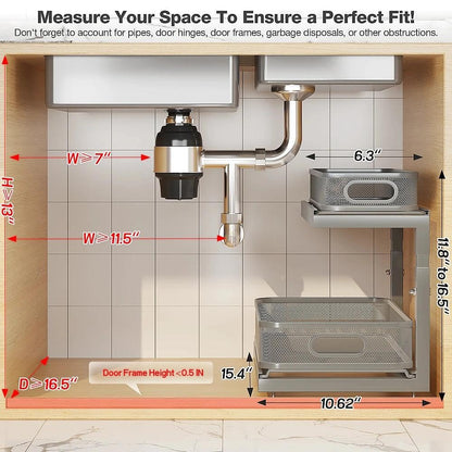 2 Pack Under Sink Storage Organizer with 2 (2 Count)