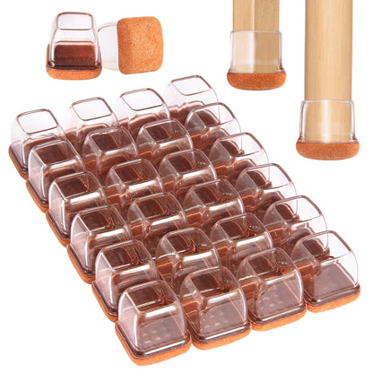 Square Chair Leg Floor Protectors for Hardwood Floors Large 24pcs (24 Count)