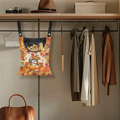 Fall Cat Pumkpin Clothespin Bags with Hanging Rope Maple Space