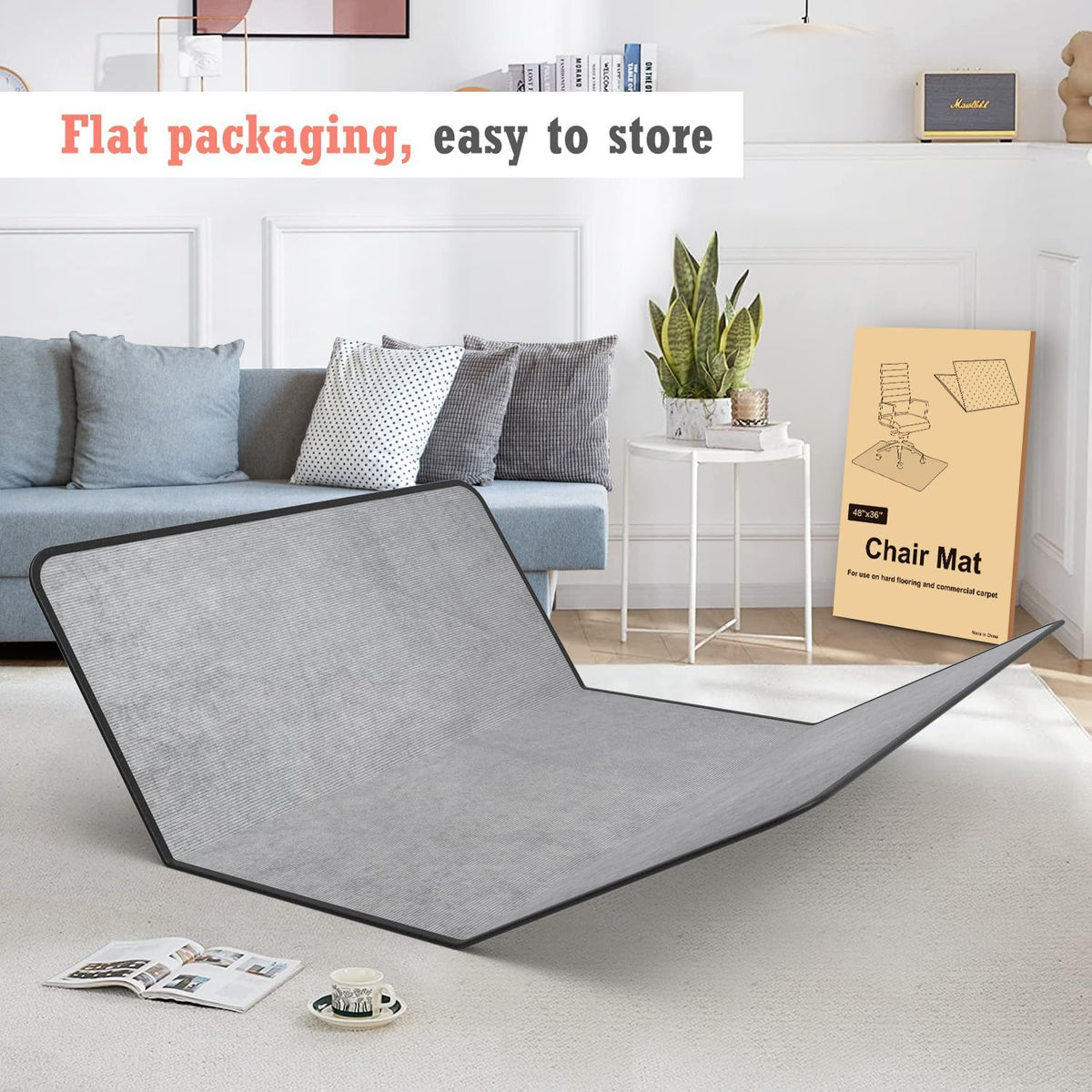 Heavy Duty Office Chair Mat for Carpet and Hardwood Floor Bohemian Desk Chair Mat Rug 36'' x 48'' Corduroy Surface Floor mats for Office Home