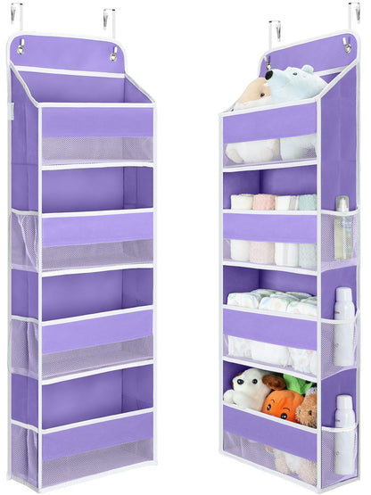 Over the Door Organizer forNursery Closet 35.2lbs Load Purple 4 Tier