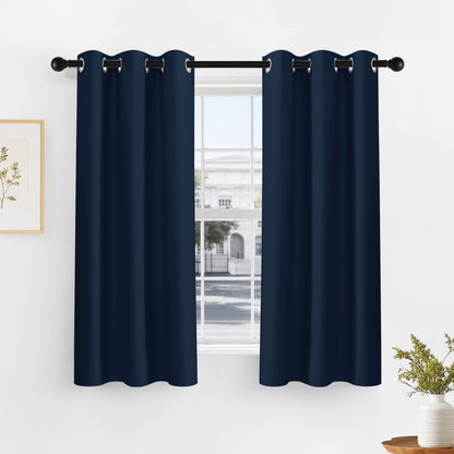 Navy Blue Bedroom Curtains for Windows (2 Count)
