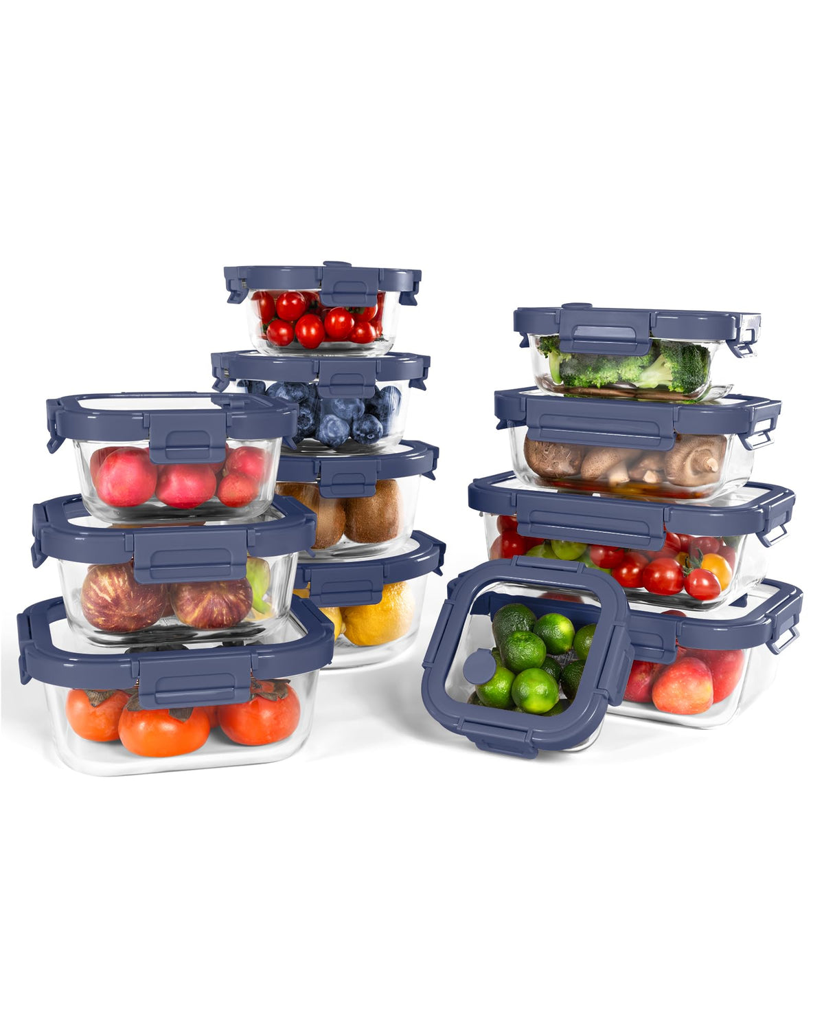 12 Pack Glass Containers with Tempered Lids (12 Count)