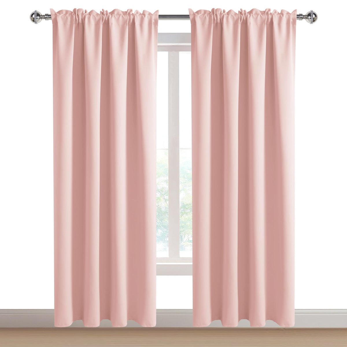 Blackout Curtains for Bedroom 52 x 84 Inch Long Blush Pink 2 Panels (2 Count)