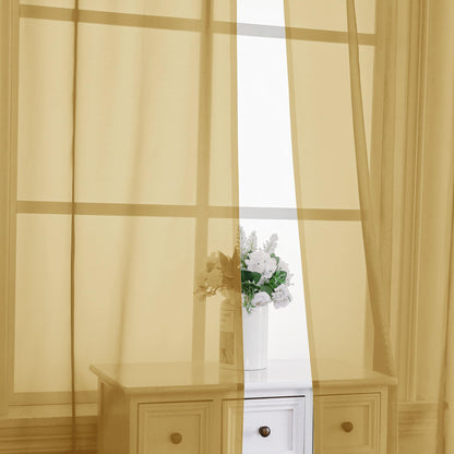 Gold Sheer Curtains 45 Inch Long 2 Panels