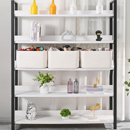 ICERZCZ Large Storage Baskets for Organizing Shelves, Woven Cotton Rope Bins for Baby Nursery Organization, Book Toy Towel Organizer, 17"x13"x9.5", 3 Packs, Off White