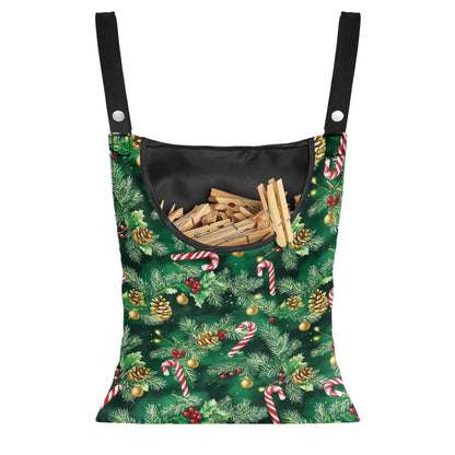 Christmas Pine Clothespin Organizer Bag Green Fashion Clothespin Storage Organizer with Large Opening Rotatable Clothespins Storage Bag Laundry Clothespins Bags for Outdoor