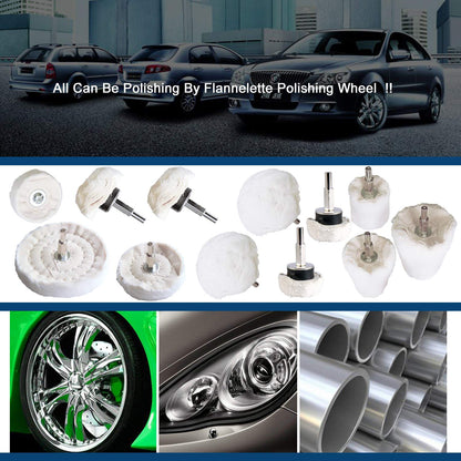 Polishing Pad Buffing Wheel Kit White Flannelette 12 Pack (12 Count)