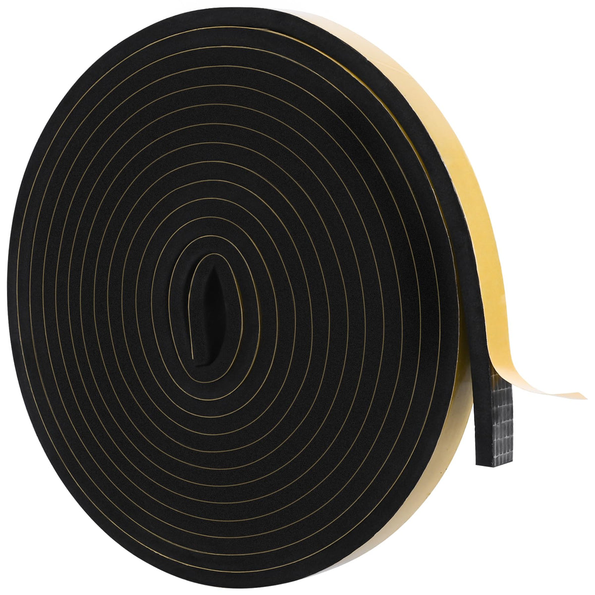 Black Door Window Weather Stripping Self Adhesive Foam Tape High Density Foam Sealing Strip Window Insulation Weatherproof Gasket Tape for Doors and Windows (16.5 Foot)