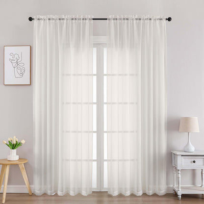 Ivory Sheer Curtains 84 Inches Long for Living Room (2 Count)