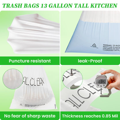Trash Bags 15 Gallon Tall Kitchen Drawstring Garbage Bag