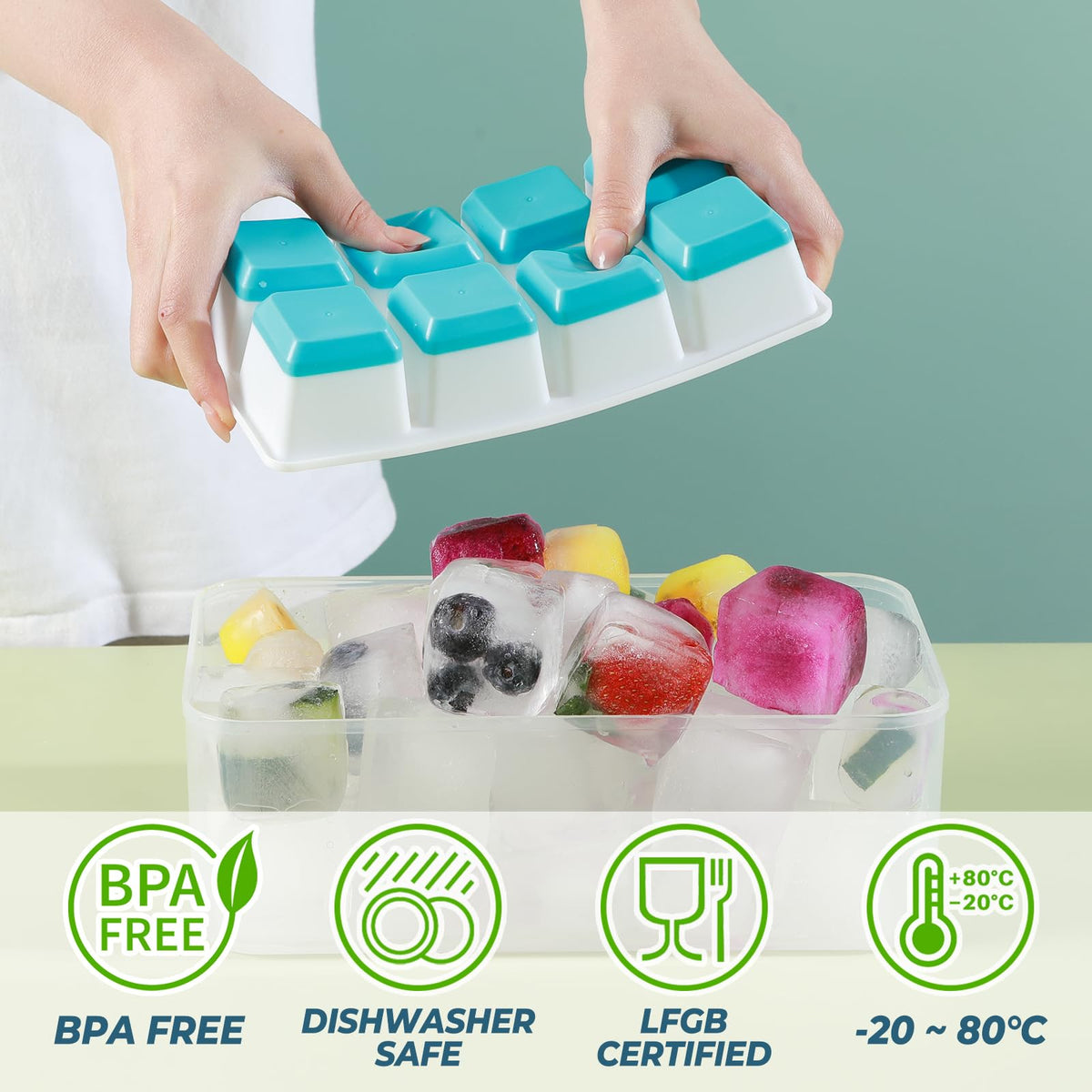 Large Ice Cube Trays with Lid (2 Count)
