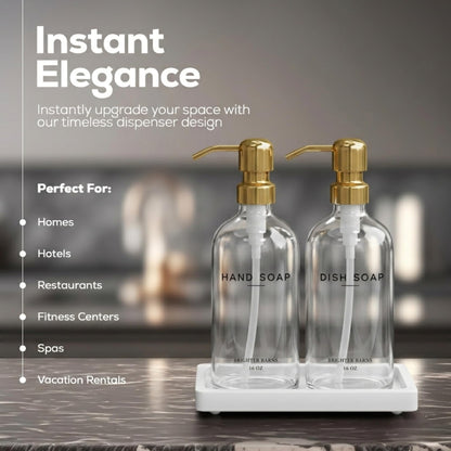 Luxury Glass Hand and Dish Soap Dispenser Set by Brighter Barns