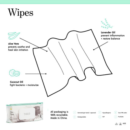 Attn Grace Flushable Wet Wipes for Women with Aloe Vera (60 Count)