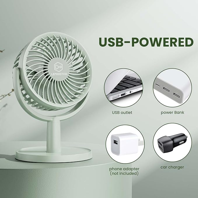 Shinebella 4 Speeds Small Desk Fan with Strong Airflow, Personal Portable Mini USB Fan, Quiet, 310 Degree Rotation, Detachable, Easy to Clean, Lightweight, 4 inch, for Bedroom, Desk, Home… B08NP31ZWB