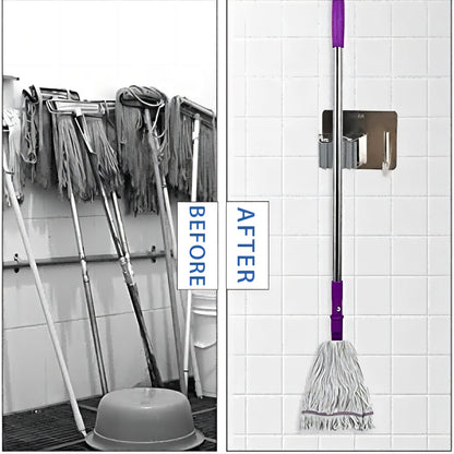 3pcs Punch Free Broom and Mop Holder No Drilling Wall Mount Self Strong Adhesive Holder Tool with Hook Multi (3 Count)