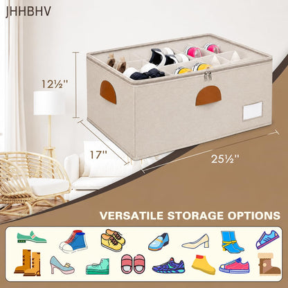 2 Pack Shoe Organizer for Closet with Adjustable Divider Shoe Storage Box (2 Count)