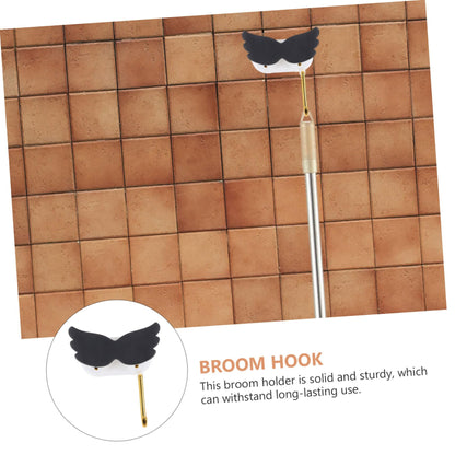 Self Adhesive Mop Holder with Cartoon Design Punch Wall Mount Broom Gripper Hook for Bathroom and Kitchen Easy Installation Versatile Organizer for Cleaning Tools