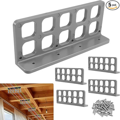 5 Pcs Cable Chase-Wire Bracket Fits NMB Electrical Cord Organized Management, Cable Support Wire Bracket Holder W/Screws, NM Cable Support Organizer, Electrical Wire Dispenser 10-Hole 1-Inch Diameter
