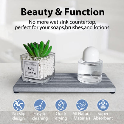 Diatomite Soap Dish Holder Water Absorbing Stone Tray Bathroom Countertop (2 Count)
